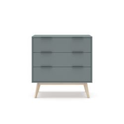 Comodino, 80 x 40 x 83 cm, in legno di pino verde e naturale | Collezione Pisco