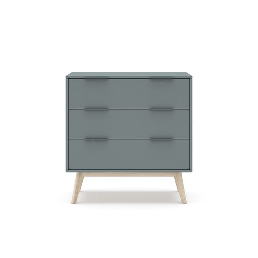 Comodino, 80 x 40 x 83 cm, in legno di pino verde e naturale | Collezione Pisco