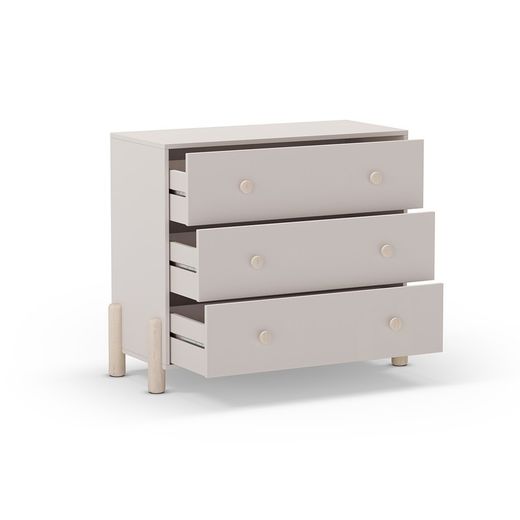 Cómoda, 90 x 40 x 80 cm, de madera en color crema | Colección Enola