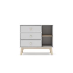 Cómoda, 90 x 40 x 81 cm, de madera de pino en blanco y natural  | Colección Esteban