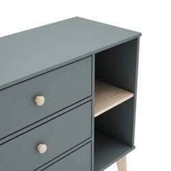 Cómoda, 90 x 40 x 81 cm, de madera de pino en verde y natural  | Colección Esteban