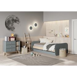 Cómoda, 90 x 40 x 81 cm, de madera de pino en verde y natural  | Colección Esteban