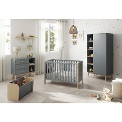 Cómoda, 90 x 40 x 81 cm, de madera de pino en verde y natural  | Colección Esteban