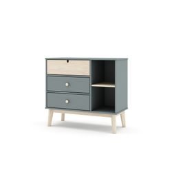Cómoda, 90 x 40 x 81 cm, de madera de pino en verde y natural  | Colección Estefania