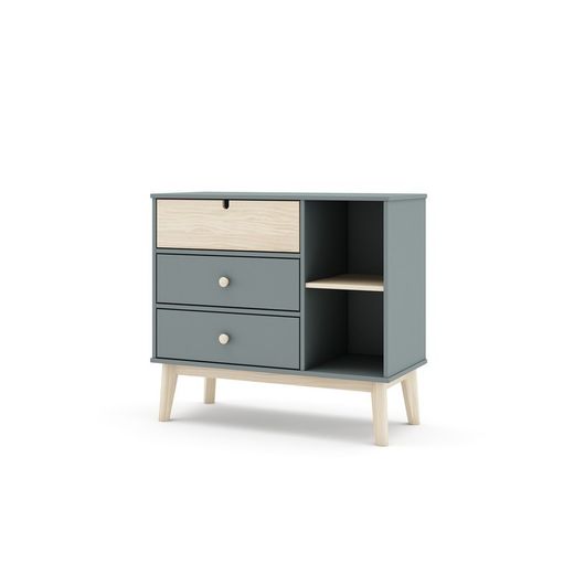Cómoda, 90 x 40 x 81 cm, de madera de pino en verde y natural  | Colección Estefania