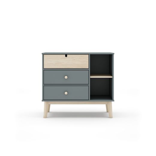 Cómoda, 90 x 40 x 81 cm, de madera de pino en verde y natural  | Colección Estefania