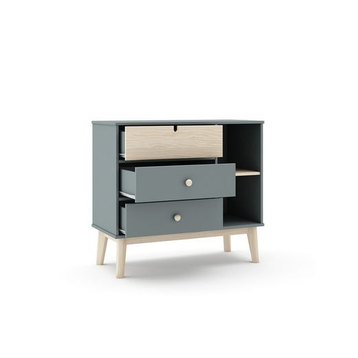 Cómoda, 90 x 40 x 81 cm, de madera de pino en verde y natural  | Colección Estefania