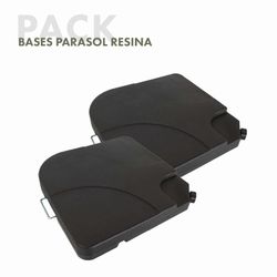 2 Bases para Parasol Chillvert en Resina Negra, 50x50x6 cm, con Relleno de Agua o Arena