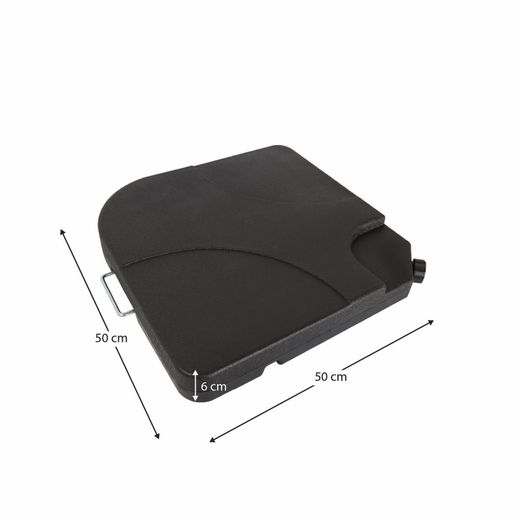 2 Bases para Parasol Chillvert en Resina Negra, 50x50x6 cm, con Relleno de Agua o Arena