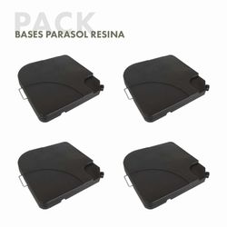 4 Bases para Parasol Chillvert en Resina Negra, 50x50x6 cm, para Terraza y Jardín