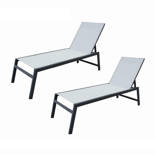 Tumbonas de jardín Chillvert Pisa, 2 unidades, aluminio, plegables, con almohada