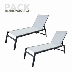 Tumbonas de jardín Chillvert Pisa, 2 unidades, aluminio, plegables, con almohada