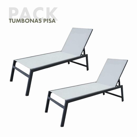 Tumbonas de jardín Chillvert Pisa, 2 unidades, aluminio, plegables, con almohada