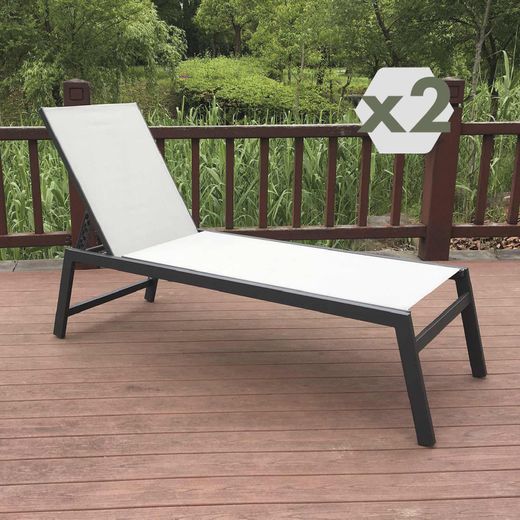 Tumbonas de jardín Chillvert Pisa, 2 unidades, aluminio, plegables, con almohada