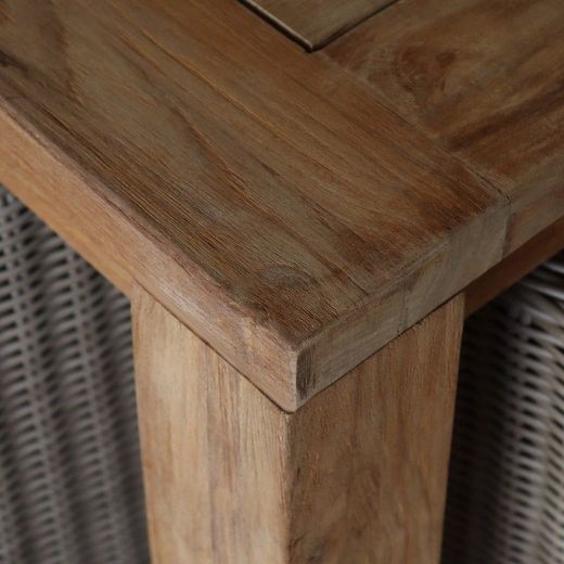 Set da giardino in legno di teak e rattan sintetico, colore naturale e beige | Collezione Nápoles