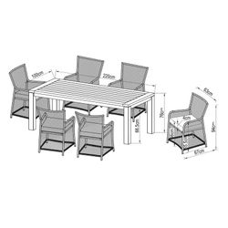 Set da giardino in legno di teak e rattan sintetico, colore naturale e beige | Collezione Nápoles