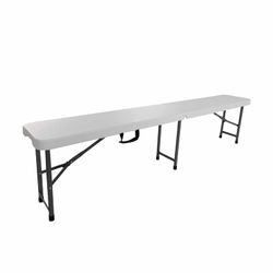 Conjunto de Mesa y 2 Bancos Plegables y Portátiles Gardiun New Koln 180x74x74 cm en Resina Blanca – Ideal para Jardín y Terraza