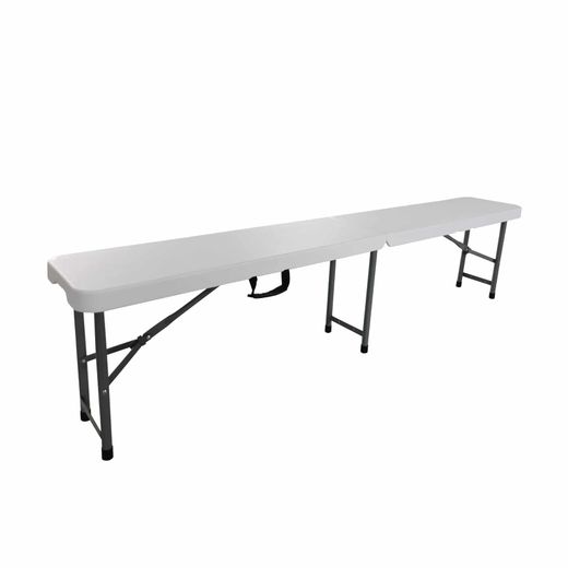 Conjunto de Mesa y 2 Bancos Plegables y Portátiles Gardiun New Koln 180x74x74 cm en Resina Blanca – Ideal para Jardín y Terraza