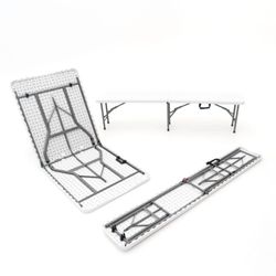 Conjunto de Mesa y 2 Bancos Plegables y Portátiles Gardiun New Koln 180x74x74 cm en Resina Blanca – Ideal para Jardín y Terraza