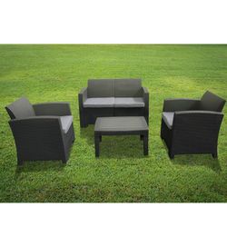 Set di divani da giardino in polipropilene effetto rattan grigio | Collezione Siena