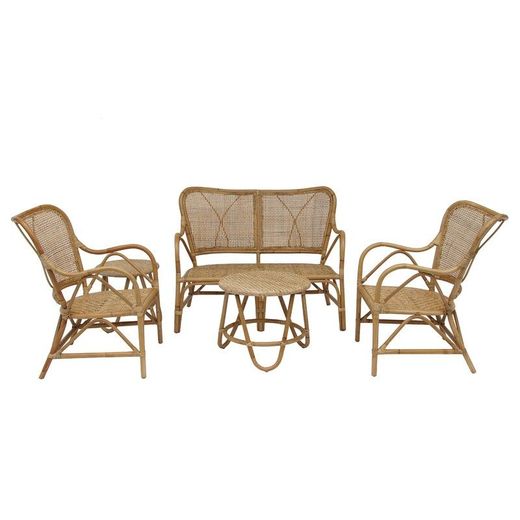 Set di divani da giardino in rattan, canna e vimini naturale | Collezione Parma