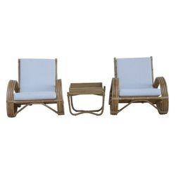 Conjunto de sofás para jardim em ratan e tecido natural e branco | Coleção Parma