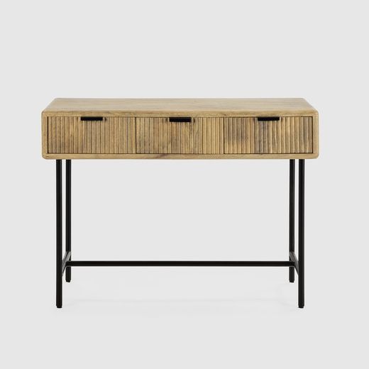 Consolle, 100 x 38 x 76 cm, in legno di mango e metallo in naturale e nero | Collezione Mundra