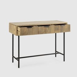Consolle, 100 x 38 x 76 cm, in legno di mango e metallo in naturale e nero | Collezione Mundra