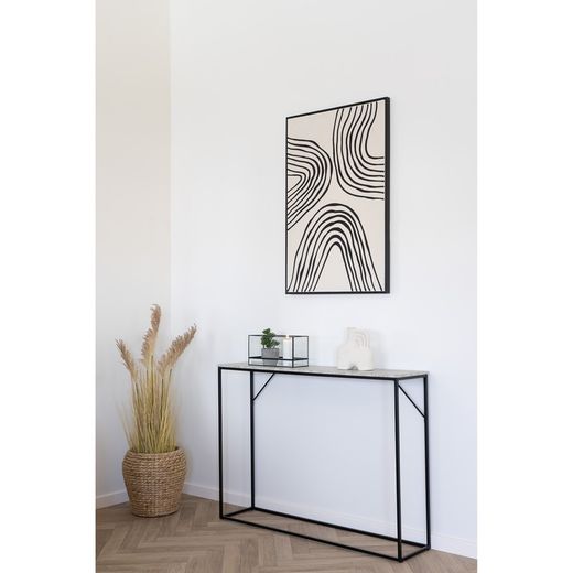 Consolle, 110 x 26 x 80 cm, in legno effetto marmo travertino grigio | Collezione Vita