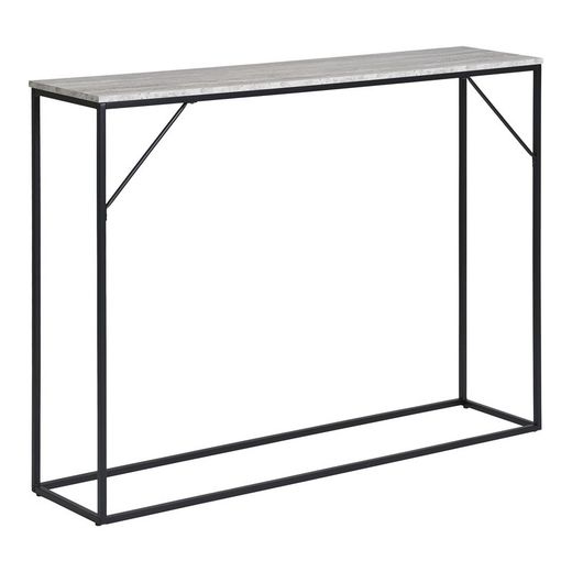 Consolle, 110 x 26 x 80 cm, in legno effetto marmo travertino grigio | Collezione Vita