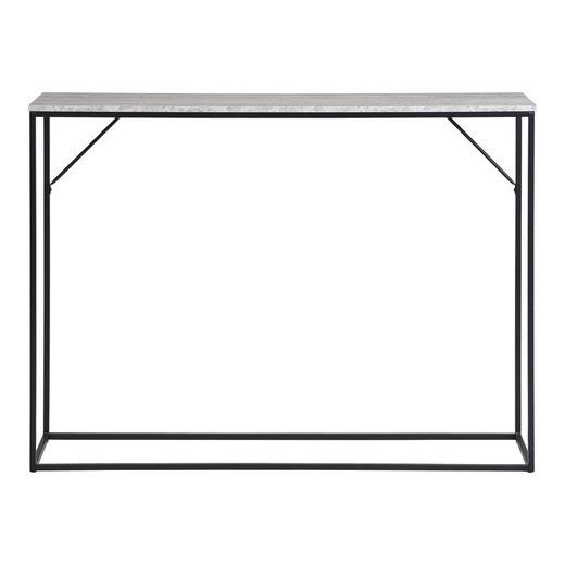 Consolle, 110 x 26 x 80 cm, in legno effetto marmo travertino grigio | Collezione Vita