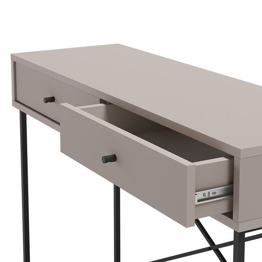 Consolle, 110 x 35 x 85 cm, in legno e metallo, colore moca e nero | Collezione Titán