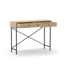 Consolle, 110 x 35 x 85 cm, in legno e metallo in naturale e nero | Collezione Titán