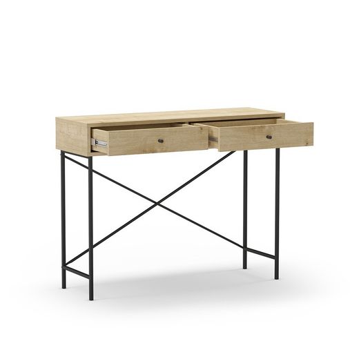 Consolle, 110 x 35 x 85 cm, in legno e metallo in naturale e nero | Collezione Titán