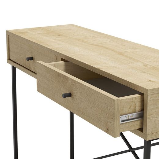 Consolle, 110 x 35 x 85 cm, in legno e metallo in naturale e nero | Collezione Titán