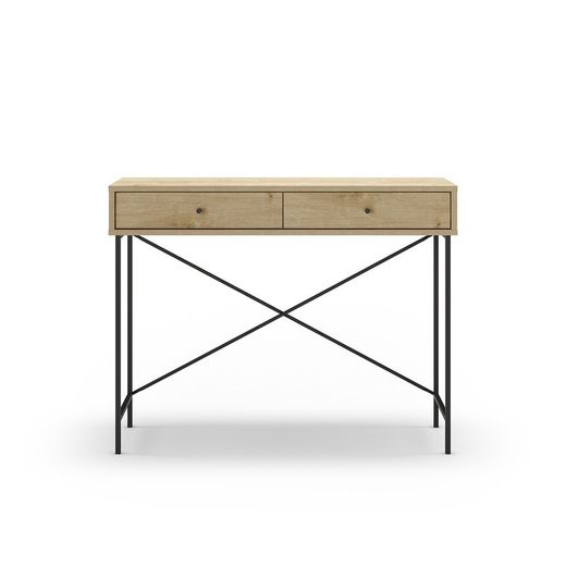 Consolle, 110 x 35 x 85 cm, in legno e metallo in naturale e nero | Collezione Titán