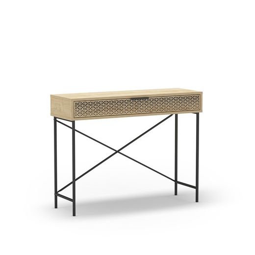 Consolle, 110 x 35,5 x 85 cm, in legno e metallo, finitura rovere e nero | Collezione Ecrin
