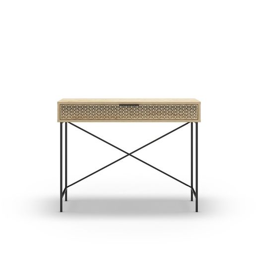 Consolle, 110 x 35,5 x 85 cm, in legno e metallo, finitura rovere e nero | Collezione Ecrin