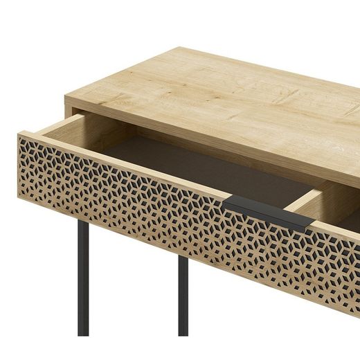 Consolle, 110 x 35,5 x 85 cm, in legno e metallo, finitura rovere e nero | Collezione Ecrin