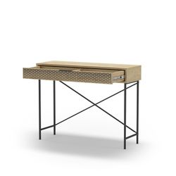 Consolle, 110 x 35,5 x 85 cm, in legno e metallo, finitura rovere e nero | Collezione Ecrin