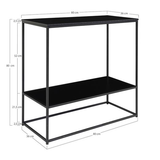 Consolle, 80 x 36 x 80 cm, in legno e acciaio nero | Collezione Vita
