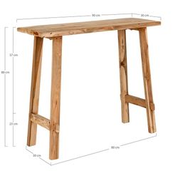 Consolle, 90 x 30 x 80 cm, in legno di teak naturale | Collezione Girona
