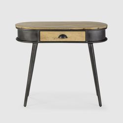 Consolle, 90 x 38 x 76 cm, in legno di pino naturale e nero | Collezione Delhi