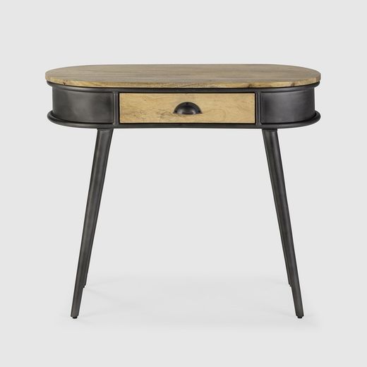 Consolle, 90 x 38 x 76 cm, in legno di pino naturale e nero | Collezione Delhi