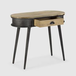 Consolle, 90 x 38 x 76 cm, in legno di pino naturale e nero | Collezione Delhi