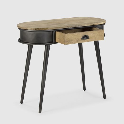 Consolle, 90 x 38 x 76 cm, in legno di pino naturale e nero | Collezione Delhi