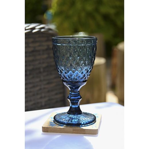 Copa de agua, Ø 8,7 x 17 cm, de cristal en azul | Colección Dias