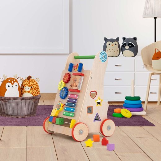 Corrimano con attività Montessori, 33 x 31,5 x 52 cm, in legno e metallo multicolore | Collezione Salamina