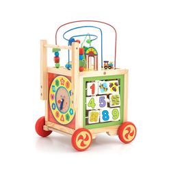Correpasillos con multiactividades Montessori, 33 x 33 x 49,5 cm, de madera y metal en multicolor | Colección Corfú