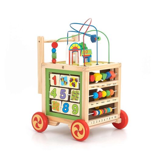 Correpasillos con multiactividades Montessori, 33 x 33 x 49,5 cm, de madera y metal en multicolor | Colección Corfú